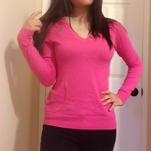Bright pink v-neck long sleeve sweater!!